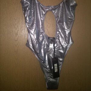 Silver Metallic Swimsuit Sz L
